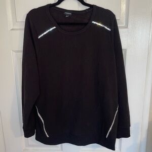 Torrid Black Fleece Long Sleeve Sparkly Rhinestone Sweater
